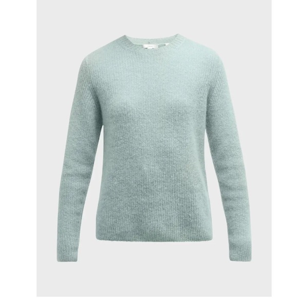 COPY - Vince Brushed Cashmere Wool Blend Crewneck Sweater in Mint Glass - Picture 3 of 13
